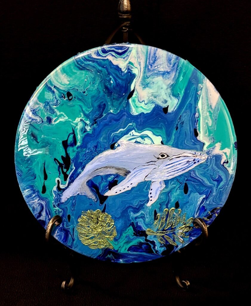 Whales of the Deep Whale Time, Fluid Art, Epoxy Resin
