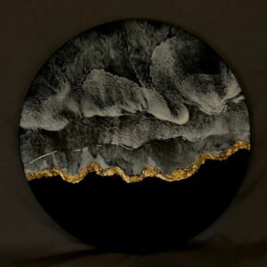 monchrome sea black gold cliffs